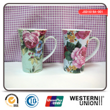 Flower Printing Tall Mug in Porcelain